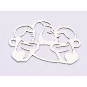 E0732- Link mama si doi copii cu inimioare 35*24mm 0,6mm grosime