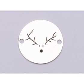 Bănuț argint 925 gravat chip minimalist de ren Rudolf, Ø 16,5 mm — de Crăciun E0747