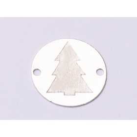 Bănuț argint 925 gravat brad de Crăciun minimalist, Ø 16,5 mm — de Crăciun E0974