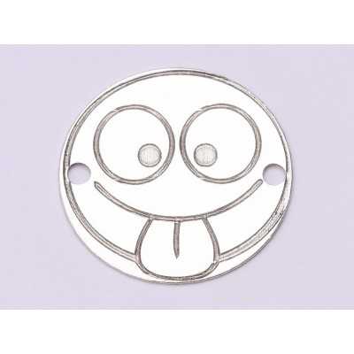 Pandantiv emoji nebunatic din argint 925, decupaj laser 16.5mm E1043