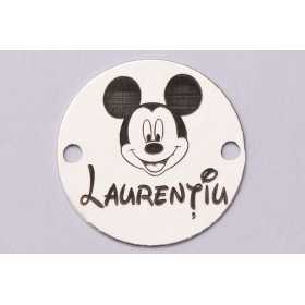 Banut Mot Personalizat Argint 925 cu Mickey si Nume Gravate 16.5mm 0.3mm S118