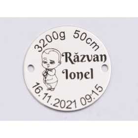 S111 - Banut din argint pentru botez de 16.5mm Baby Boss