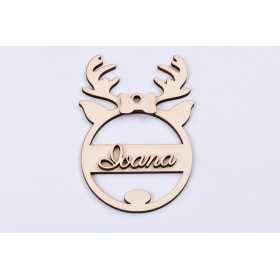 L396-Glob din lemn "Santa`s helper" personalizabil cu nume 11 x 7 cm - 1 buc