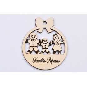 L394-Decupaj din lemn "Familie de reni personalizabila" 25 x15cm - 1 buc