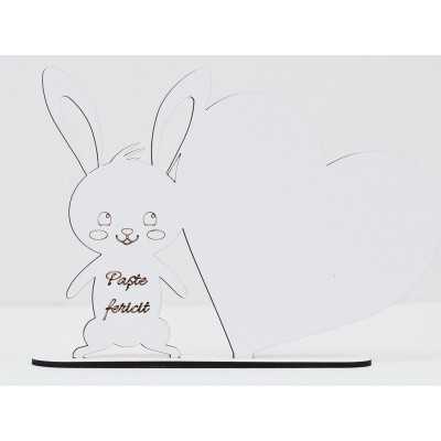 L725-Decoratiune din lemn "Iepuras cu inima" 15x20cm - 1 buc
