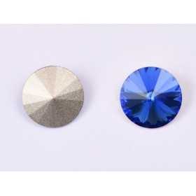 P4520-Austria Rivoli Round Stone, 12mm, Sapphire Silver Foiled - 1 buc