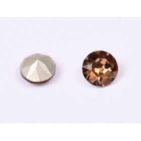 0225-Austria Chaton Round Stone, 7mm, Smoked Topaz Silver Foiled - 1 buc