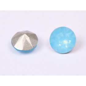 0528-Austria Chaton Round Stone, 6mm, Aqua Opal Silver Foiled - 1 buc