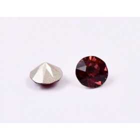 0613-Austria Chaton Round Stone, 6mm, Burgundy Silver Foiled- 1 buc