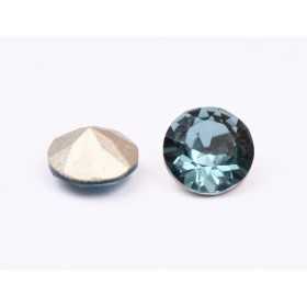 0624-Austria Chaton Round Stone, 6mm, Indian Sapphire Silver Foiled- 1 buc