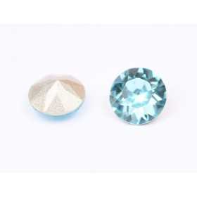 0651-Austria Chaton Round Stone, 6mm, Aquamarine Silver Foiled- 1 buc