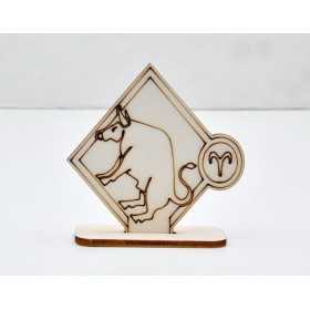 L784-Decoratiune lemn zodia Taur 10x10cm- 1 buc