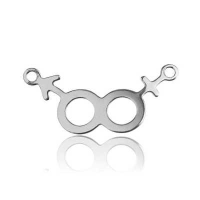 Charm cuplu din argint 925, simboluri feminin și masculin 14.6x9.8mm G0814