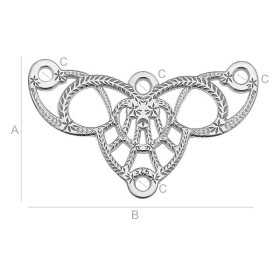 Bază cercei chandelier din argint 925, conector filigran 19.5x11.6mm G0816