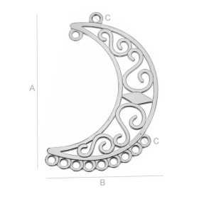 Bază cercei semilună din argint 925, filigran chandelier pereche 33x20mm G0817