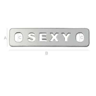 Charm plăcuță SEXY din argint 925, link cu mesaj 25mm G0821