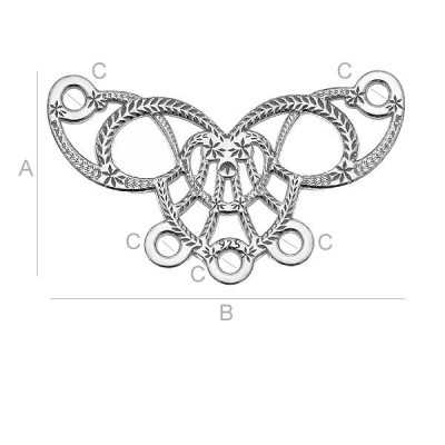 Bază cercei chandelier din argint 925, conector filigran fluture 19.5x12mm G0822