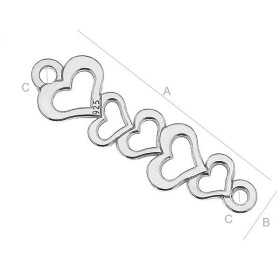 Conector brățară 5 inimioare din argint 925 26x6mm G0825-G
