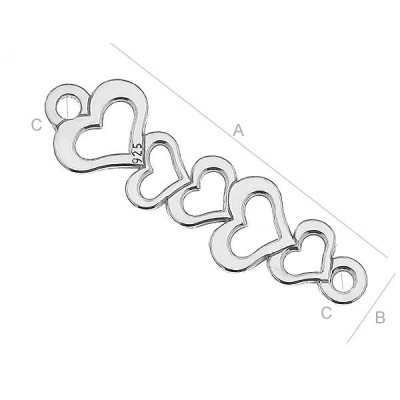 Conector brățară 5 inimioare din argint 925 26x6mm G0825-G
