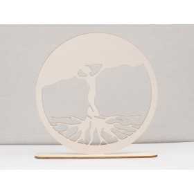 L1095-Decoratiune din lemn copacul vietii "Lady" cu suport diametru 28 cm 1buc