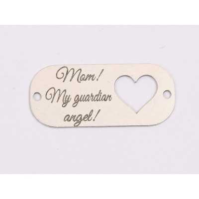Pandantiv Plăcuță Argint 925 „Guardian Angel” – Înger Păzitor 26.5x12mm E1988