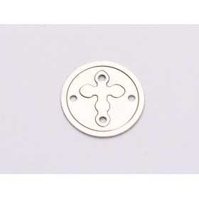 Medalion puzzle cruce decupată argint 925 14mm E2011