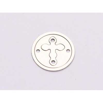 Medalion puzzle cruce decupată argint 925 14mm E2011