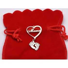 Pandantiv Inimă cu Tălpițe Personalizat din Argint 925 – Set Gravat E2018