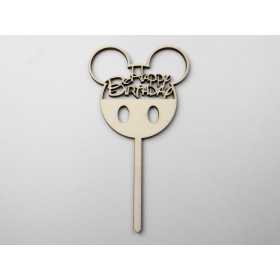 L1148-Topper lemn "Happy Birthday" Disney 15x8cm 1buc