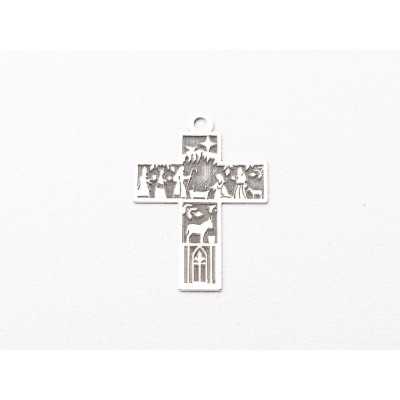 Pandantiv cruce Nașterea Domnului din argint 925, decupaj laser 28x20mm E2041-G