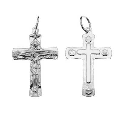 Cruce cu Iisus din argint 925, crucifix pandantiv cu za 48x21.8mm G1308
