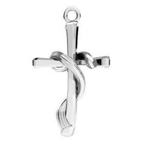Pandantiv cruce din argint 925 cu voal drapat, model elegant 27.8mm G0712