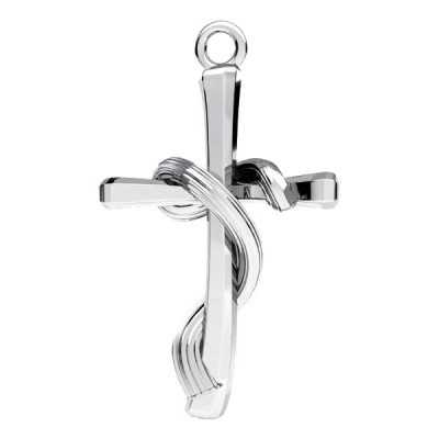 Pandantiv cruce din argint 925 cu voal drapat, model elegant 27.8mm G0712