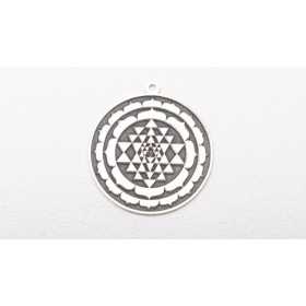 Pandantiv Sri Yantra mandala din argint 925, gravură în relief 27mm E2055