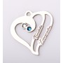 Pandantiv inimă din argint 925 personalizabil cu 2 nume și cristale, 22x20 mm S0011