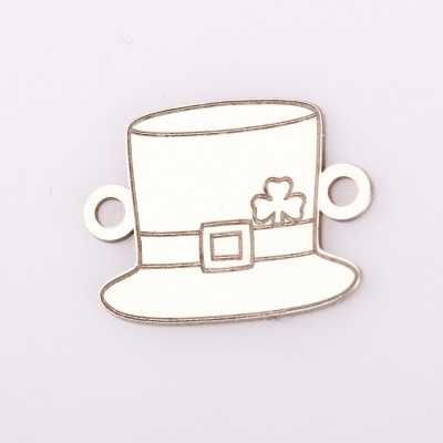 Conector pălărie cu trifoi și cataramă din argint 925, mărțișor 12x14.8 mm E2067