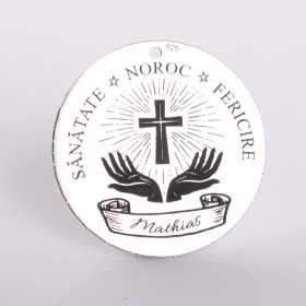 S0021-G Pandant argint pentru botez Sanatate Noroc Fericire 22mm