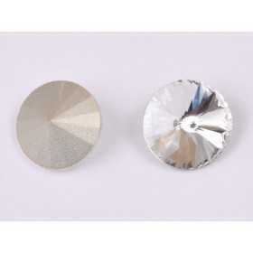P4570-Austria Rivoli Round Stone, 14mm, Crystal Silver Foiled - 1 buc