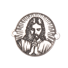Element brățară Iisus rugându-se din argint 925, bănuț rotund gravat 15 mm E2134 G