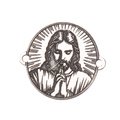 Element brățară Iisus rugându-se din argint 925, bănuț rotund gravat 15 mm E2134 G