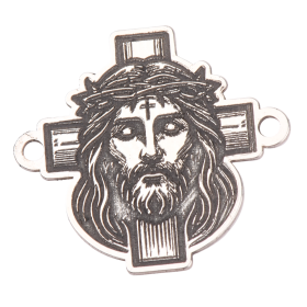 Element brățară chipul lui Iisus pe cruce din argint 925, decupaj laser 15.6x17.2 mm E2138 G