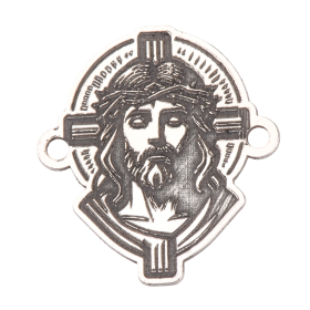 Element brățară Iisus cu aureolă din argint 925, decupaj laser 15.6x14.5 mm E2139 G