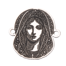 Element brățară Fecioara Maria cu văl din argint 925, decupaj laser 15.6x15.2 mm E2142 G