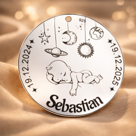 S0022-G Pandant argint pentru taiere mot cu astre 22mm