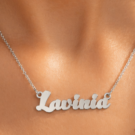 Lantisor cu Nume din Argint 925 Personalizat - Scris Cursiv Indraznet (V1)
