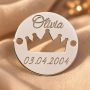 E1991 G Banut din argint pentru mot botez personalizabil cu coronita 16.5mm