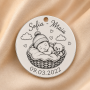 S209 - Pandant banut din argint pentru botez de 22mm personalizabil model bebe in cosulet