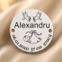 S116 - Banut din argint personalizal cu datele de nastere si porumbei 16.5mm