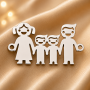 E0252-N-Pandant argint familie cu 2 baietei 26x15x0.5mm -1 buc