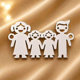 E0201-N-Pandant argint familie cu 2 fetite 23x15 mm-0,5mm -1 buc